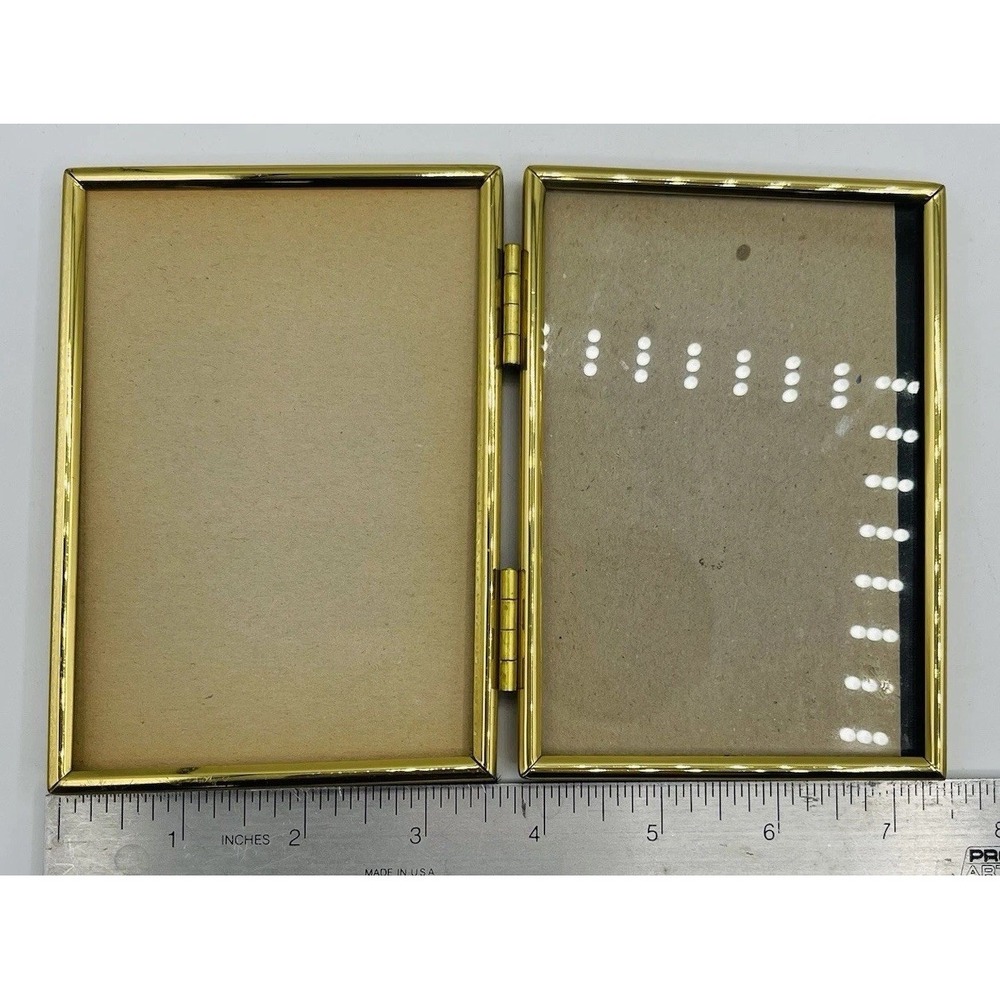 Vintage Gold Double Hinged Metal Picture Frames (insert: 3 x 5)